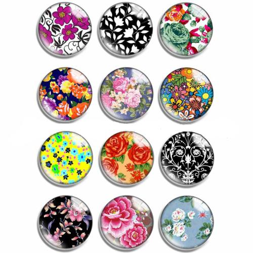 Time Gem Cabochon, Glass, with Resin, Flat Round, mixed pattern & DIY 