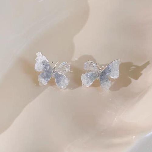 Pendientes de Cristal, aleación de zinc, con Cristal, Mariposa, Joyería & diferentes estilos para la opción & para mujer, azul, 20mm, Vendido por Par[