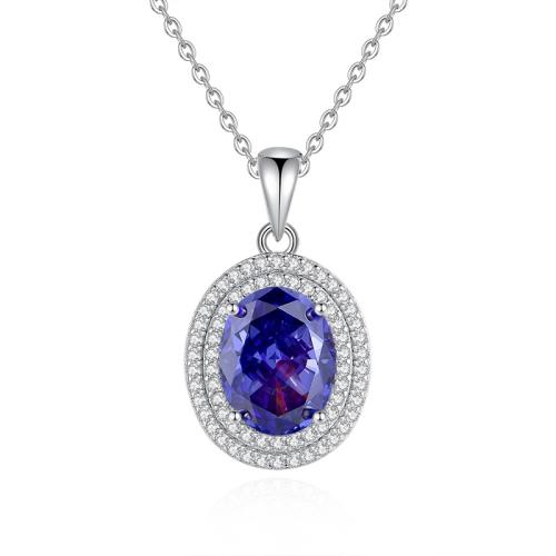 Cubic Zirconia Micro Pave Sterling Silver Necklace, 925 Sterling Silver, with 5cm extender chain, fashion jewelry & micro pave cubic zirconia & for woman Approx 40 cm 