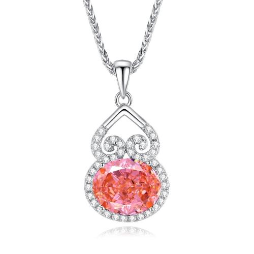 Cubic Zirconia Micro Pave Sterling Silver Necklace, 925 Sterling Silver, with 5cm extender chain, fashion jewelry & micro pave cubic zirconia & for woman Approx 40 cm 