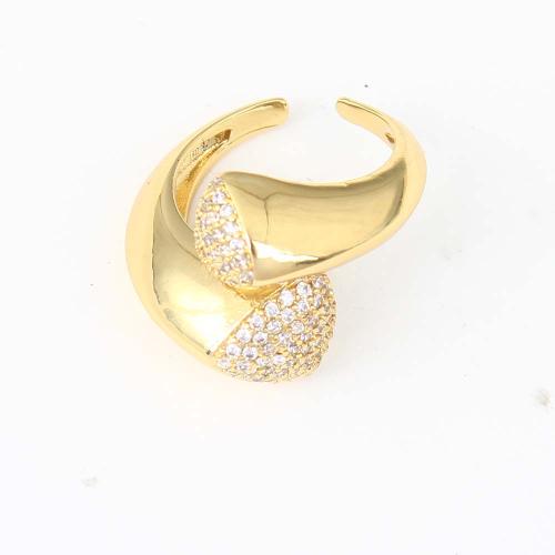 Befestigter Zirkonia Messingring Fingerring, Messing, goldfarben plattiert, Micro pave Zirkonia & für Frau, 26.1x23.6x20.2mm, verkauft von PC[