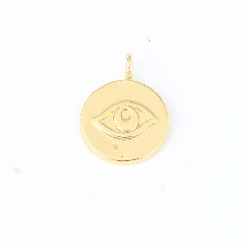 Brass Jewelry Pendants, Round, gold color plated, DIY 