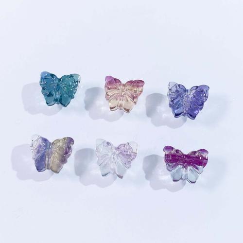 Fluorite Beads, Natural Fluorite, Butterfly, DIY, Random Color 