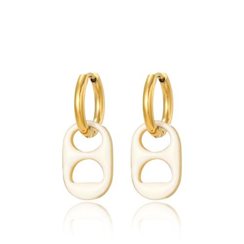 Boucles d'oreilles en acier titane, Placage, pour femme & émail, doré, Vendu par paire