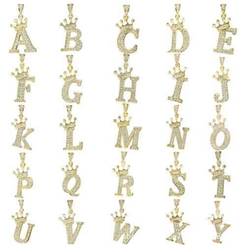 Rhinestone Zinc Alloy Necklace, with 5cm extender chain, letters are from A to Z & for woman & with rhinestone, golden cm [