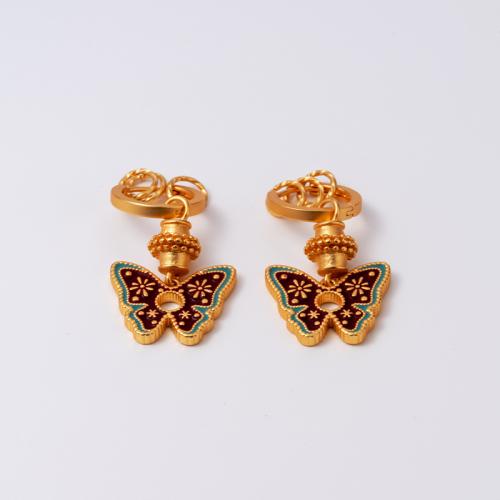 Brass Drop Earring, Butterfly, gold color plated, fashion jewelry, golden [