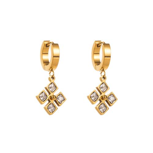 Boucles d'oreilles en acier titane, bijoux de mode & styles différents pour le choix & pour femme & avec strass, Or, Vendu par paire