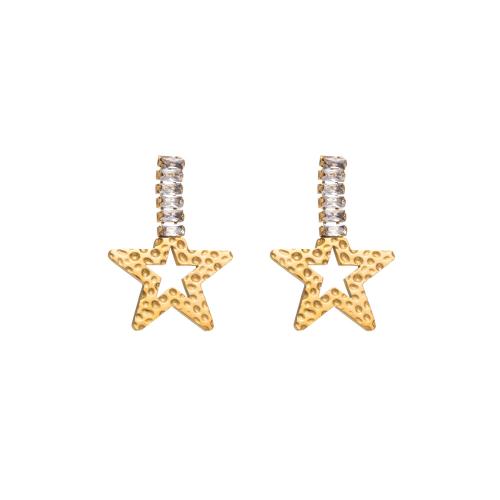 Boucles d'oreilles en acier titane, bijoux de mode & styles différents pour le choix & pour femme & avec strass, Or, Vendu par paire