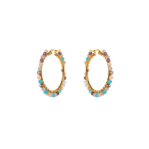 Boucles d'oreilles en acier titane, avec cristal & perle de plastique, bijoux de mode & pour femme, plus de couleurs à choisir Vendu par paire