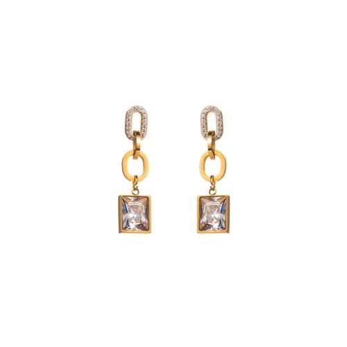 Boucles d'oreilles en acier titane, bijoux de mode & styles différents pour le choix & pour femme & avec strass, Or, Vendu par paire