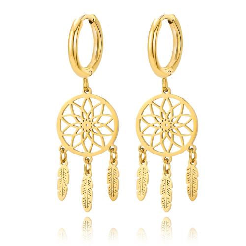 Boucles d'oreilles en acier titane, Placage, pour femme, doré, Vendu par paire