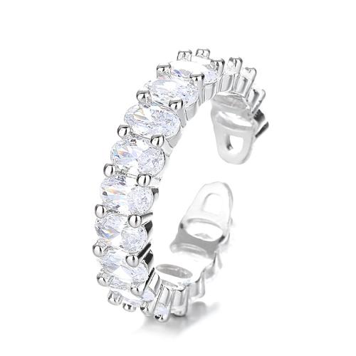 Befestigter Zirkonia Messingring Fingerring, Messing, plattiert, Micro pave Zirkonia & für Frau, keine, verkauft von PC[