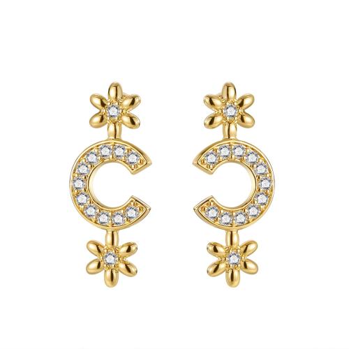 Cubic Zirconia Micro Pave Brass Earring, fashion jewelry & micro pave cubic zirconia & for woman 