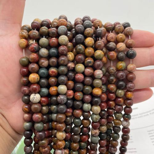 Single Gemstone Beads, Picasso Jasper, Round, DIY mixed colors cm 