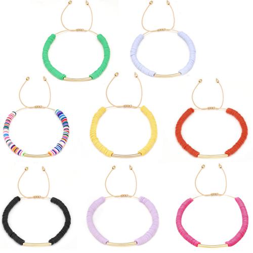 Bracelets d'argile polymère, argile de polymère, avec Fil de coton & laiton, fait à la main, bijoux de mode & unisexe, plus de couleurs à choisir Environ 16-26 cm, Vendu par PC