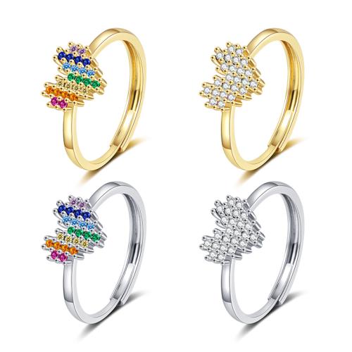 Zircon pavent l'anneau en laiton de doigt, Placage, pavé de micro zircon & pour femme, plus de couleurs à choisir, Vendu par PC[