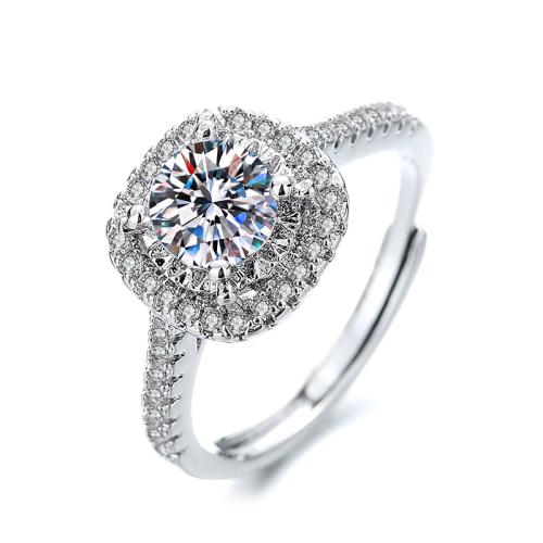 Bague en laiton, avec Moissanite, Placage, styles différents pour le choix & pour femme, couleur originale, Vendu par PC