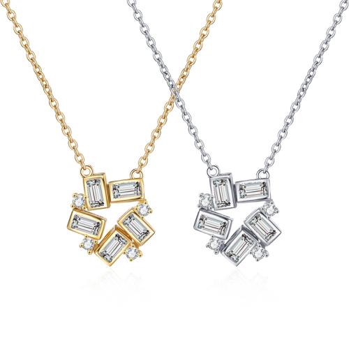 Cubic Zircon Micro Pave Brass Necklace, plated, micro pave cubic zirconia & for woman Approx 41-50 cm [