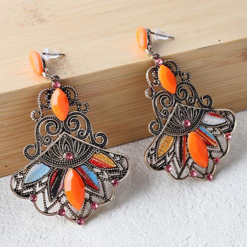 Zinc Alloy Drop Earring, plated, vintage & for woman & with rhinestone [