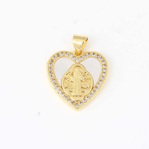 Colgante de Micro Pavé de Zirconía Cúbica, metal, Corazón, chapado en color dorado, Bricolaje & micro arcilla de zirconia cúbica & esmalte, 18.2x17.8x3mm, Vendido por UD