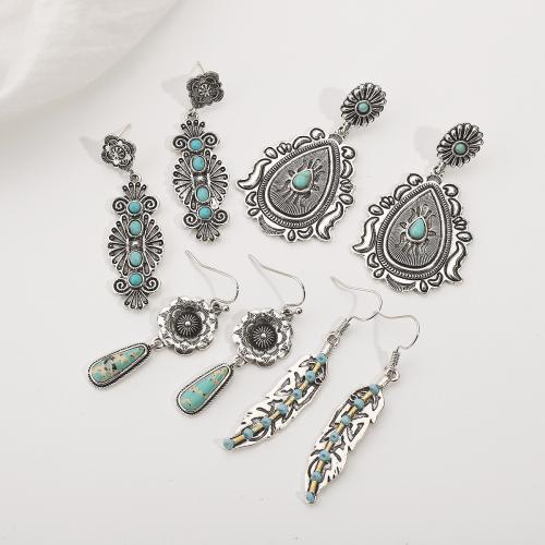 Turquoise Zinc Alloy Earring, with turquoise, plated, fashion jewelry [