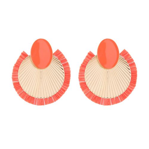 Moda flecos pendientes, aleación de zinc, con Rafidah Grass & cúbica circonia, Abanico, Joyería & para mujer, más colores para la opción, 58x52mm, Vendido por Par