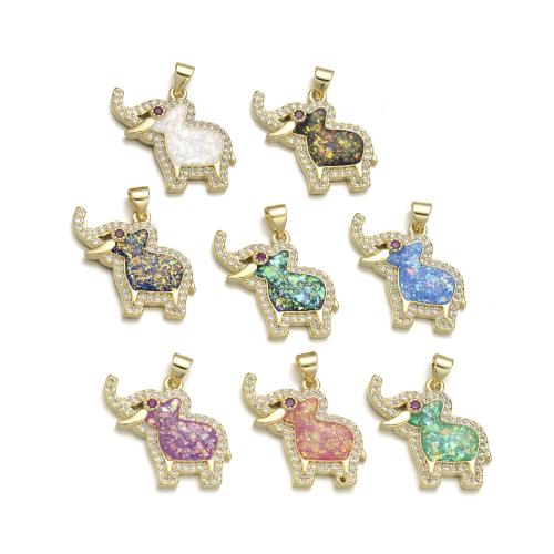 Colgante de Micro Pavé de Zirconía Cúbica, metal, con Ópalo, Elefante, chapado, Bricolaje & micro arcilla de zirconia cúbica, más colores para la opción, Vendido por UD