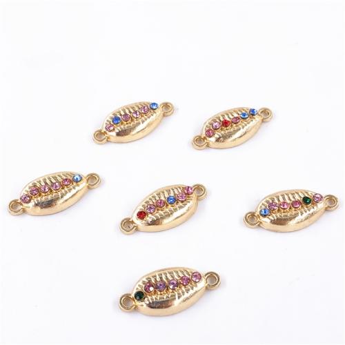 Rhinestone Zinc Alloy Connector, plated, DIY & with rhinestone, golden [