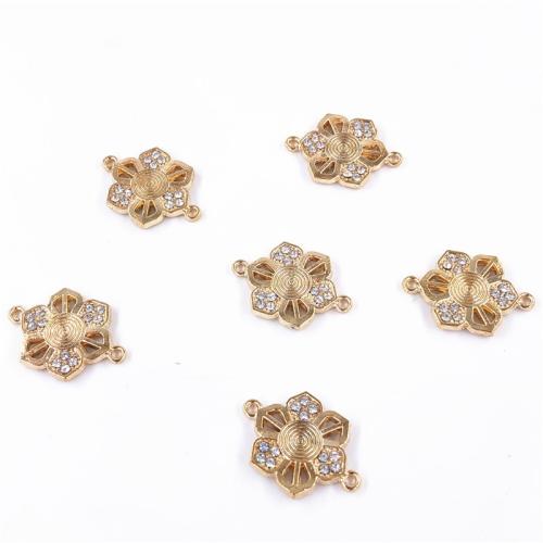 Rhinestone Zinc Alloy Connector, plated, DIY & with rhinestone, golden [