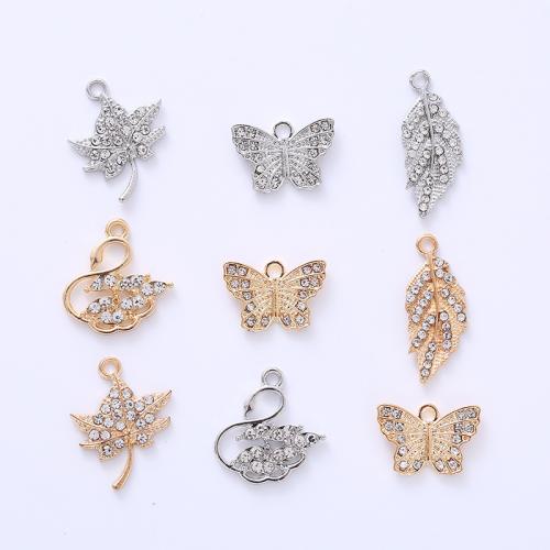 Zinc Alloy Rhinestone Pendants, plated, DIY & with rhinestone [