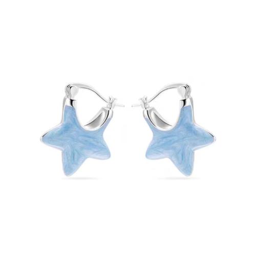 Zinc Alloy Leverback Earring, Star, fashion jewelry & for woman, blue, 22mm 