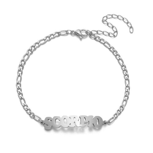 Edelstahl Armbänder, 304 Edelstahl, mit Verlängerungskettchen von 5cm, 12 Zeichen des Sternzeichens, Vakuum-Ionen-Beschichtung, Modeschmuck & unisex, keine, Länge:ca. 17 cm, verkauft von PC[