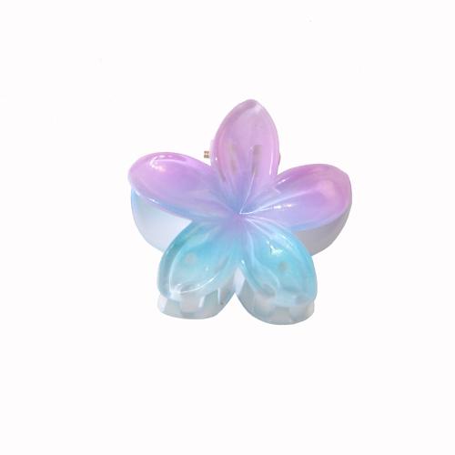 Hair Claw Clips, Plastic, Flower, stoving varnish, gradient color & for woman 40mm 