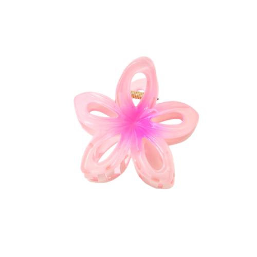 Hair Claw Clips, Plastic, Flower, stoving varnish, gradient color & for woman & hollow 75mm 