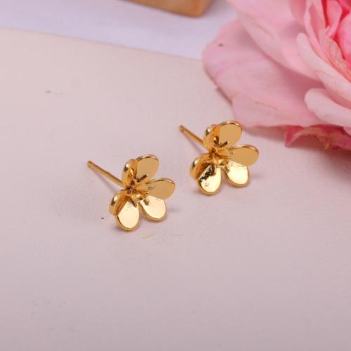 Brass Earring Stud Component, real gold plated, DIY [