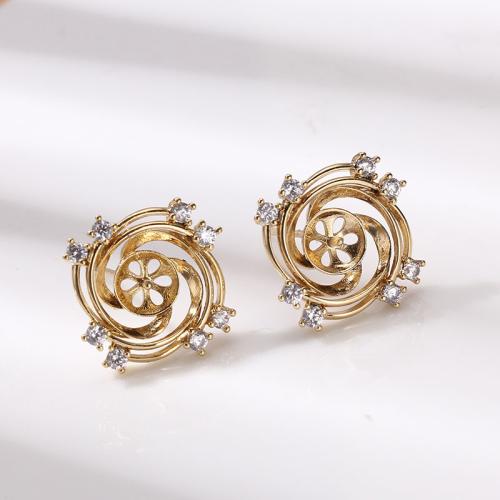 Brass Earring Stud Component, real gold plated, DIY [