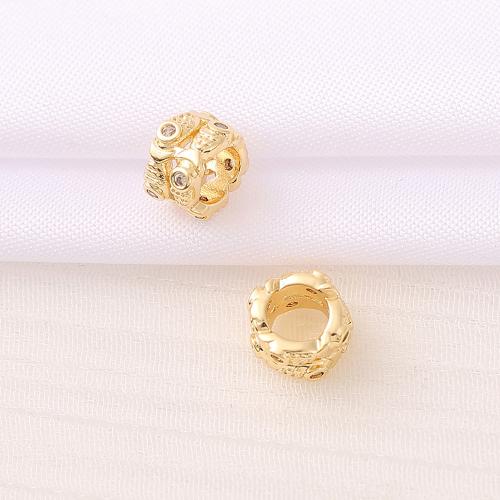 Brass Spacer Beads, real gold plated, DIY & micro pave cubic zirconia, golden Approx 4.5mm [