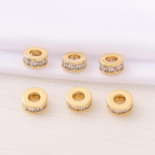 Brass Spacer Beads, real gold plated, DIY & micro pave cubic zirconia, golden Approx 3mm [