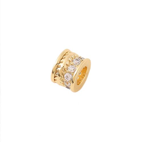 Brass Spacer Beads, real gold plated, DIY & micro pave cubic zirconia, golden Approx 3.5mm [