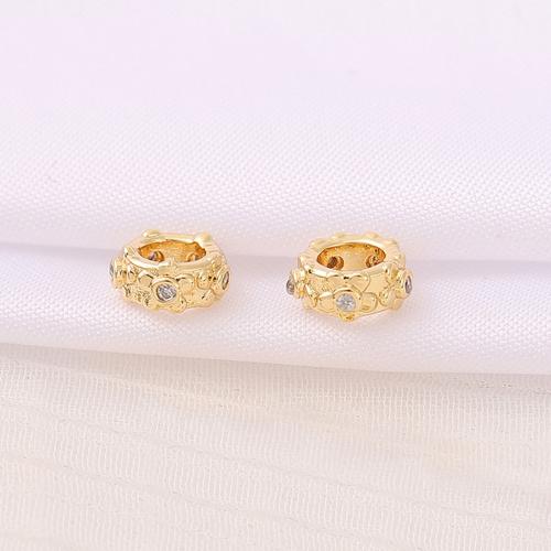 Brass Spacer Beads, real gold plated, DIY & micro pave cubic zirconia, golden Approx 4mm [