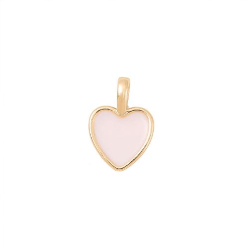 Enamel Brass Pendants, Heart, real gold plated, DIY, golden 