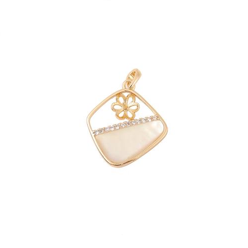 Cubique Pendentif en laiton zircon pavent, avec coquille, Plaqué d'or, DIY & pavé de micro zircon, plus de couleurs à choisir Vendu par PC