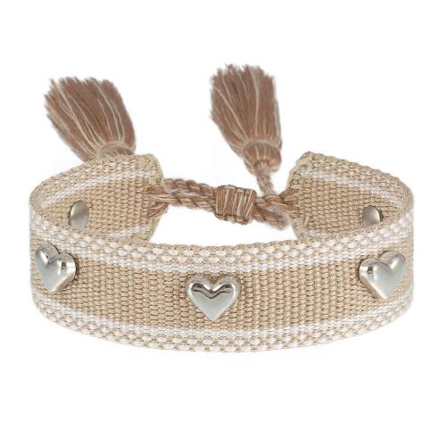 Cordón de lana pulsera, Poliéster, con aleación de zinc, diferentes patrones para la opción & para mujer, más colores para la opción, longitud:15 cm, Vendido por UD