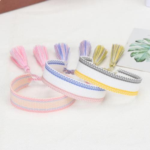 Cordón de lana pulsera, Poliéster, diferentes patrones para la opción & para mujer, más colores para la opción, longitud:15 cm, Vendido por UD