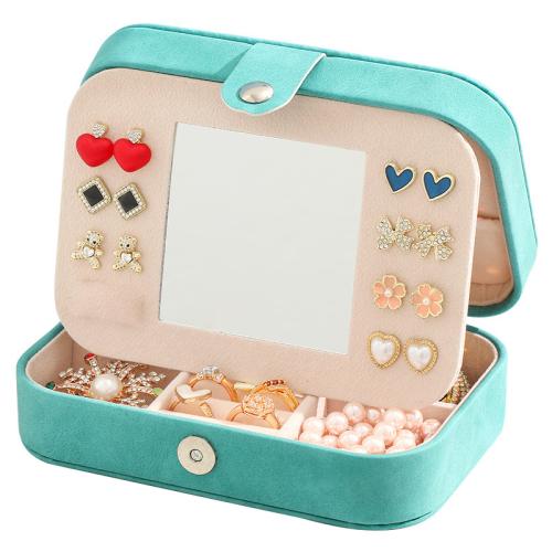 Multifunctional Jewelry Box, PU Leather, with Flocking Fabric, portable & durable & dustproof [