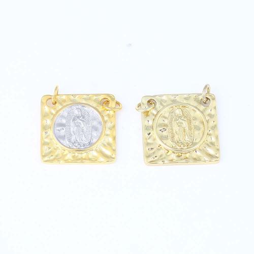 Brass Jewelry Pendants, Square, gold color plated, DIY 