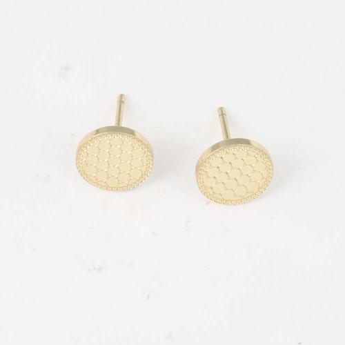 Boucle en laiton, Rond, Placage de couleur d'or, pour femme Vendu par paire