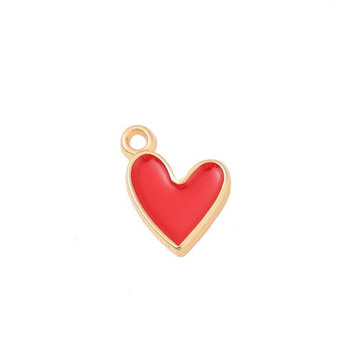 Enamel Brass Pendants, Heart, real gold plated, DIY, golden 