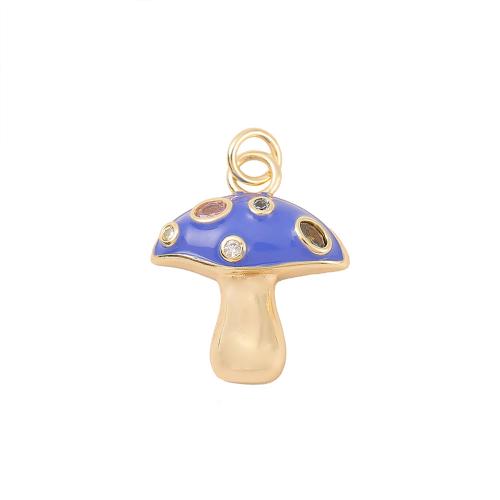 Cubique Pendentif en laiton zircon pavent, champignon, Plaqué d'or, DIY & pavé de micro zircon & émail, plus de couleurs à choisir Vendu par PC