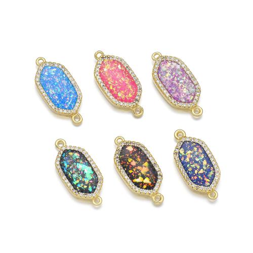 Cubic Zirconia Micro Pave Brass Connector, with Opal, plated, DIY & micro pave cubic zirconia 